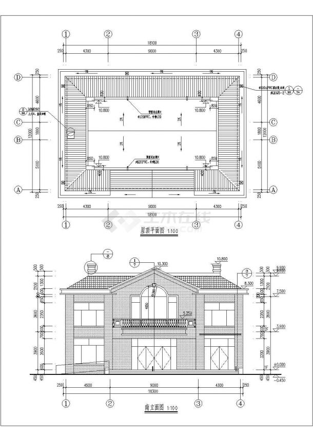 西安市张庙社区400平2层框架结构社区服务中心建筑+结构设计CAD图纸-图二