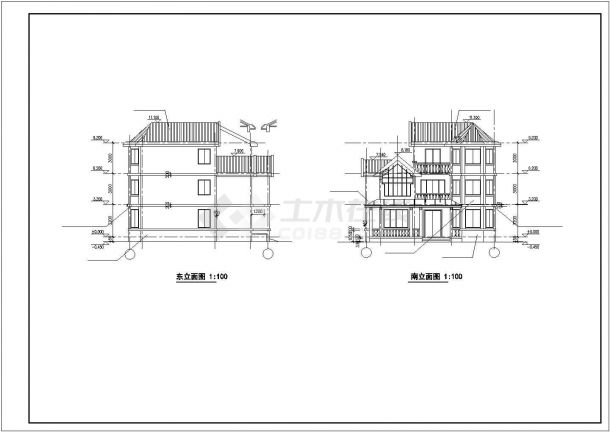 某三层东南亚风格别墅建筑施工图纸（11张图纸）-图二