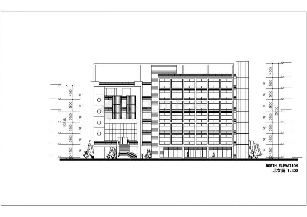 常州市金坛区第一文化馆7层框架结构综合楼平立面设计CAD图纸-图一