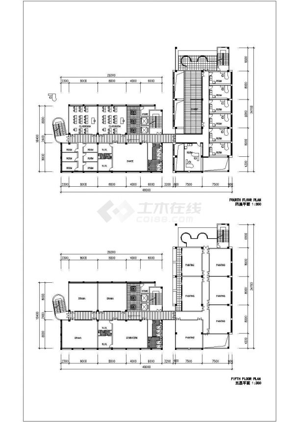 常州市金坛区第一文化馆7层框架结构综合楼平立面设计CAD图纸-图二