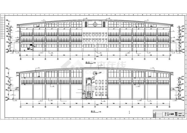 扬州市某重点大学4200平米3层框架结构体育馆建筑设计CAD图纸-图二