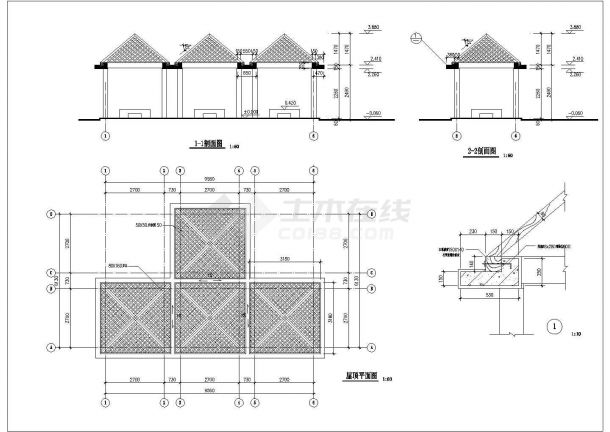 某景观方亭设计cad详细建筑施工图（含结构设计，含设计说明）-图二