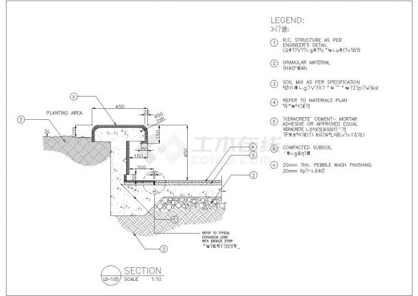某休闲景观凳池规划设计cad施工详图（英文标注）-图一