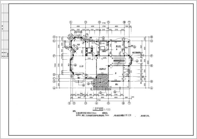 某地区二层砖混结构别墅建筑设计CAD图含效果图(设计说明）_图1