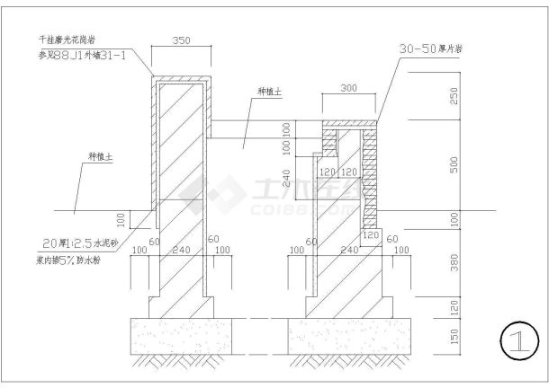 某休闲景观凳池设计cad建筑施工详图-图二