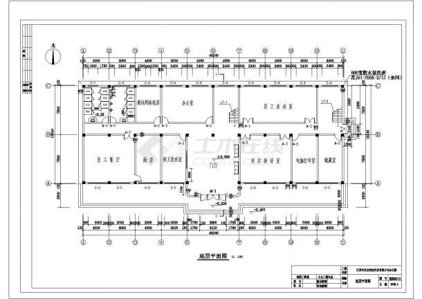 泰州市某工厂3100平米5层框架结构办公楼建筑结构设计CAD图纸-图二