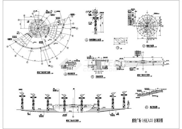 舵轮广场（小区入口）规划设计cad区域详图-图一