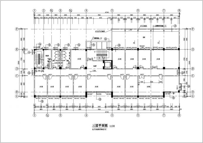 某多层办公楼 CAD建筑设计施工图_图1