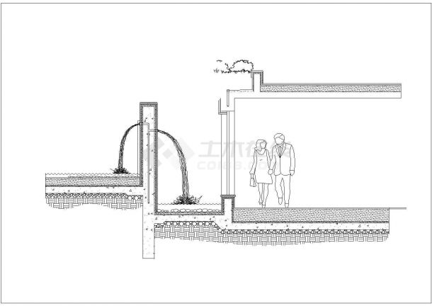 某城市休闲广场跌水池规划设计cad施工详图-图一