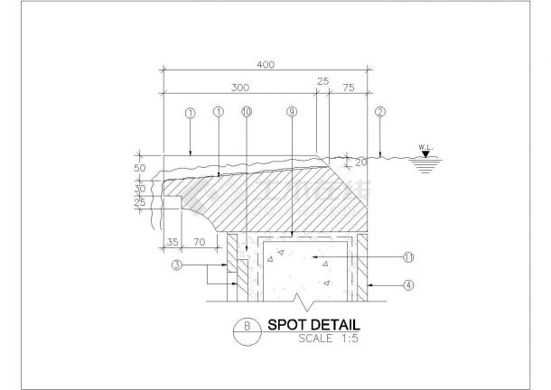 某休闲广场跌水柱设计cad建筑施工详图-图二