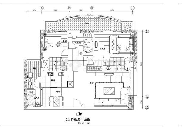 【杭州】某地小区公寓楼全套家装设计施工cad图-图一