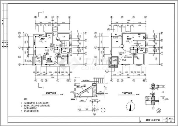 简单实用的新型农村住宅全套施工设计cad图纸-图二