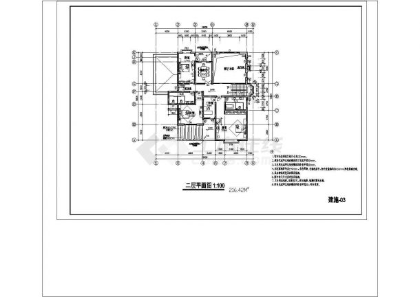 某两层整套别墅CAD建筑设计施工图-图一