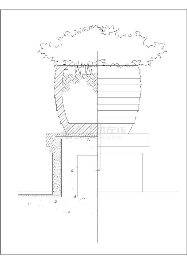 某园林广场内景观花钵设计cad施工详图-图二