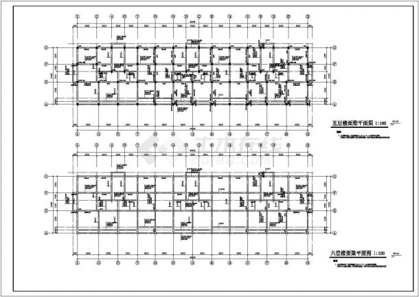 某6层框架结构商住楼设计cad详细结构施工图-图二