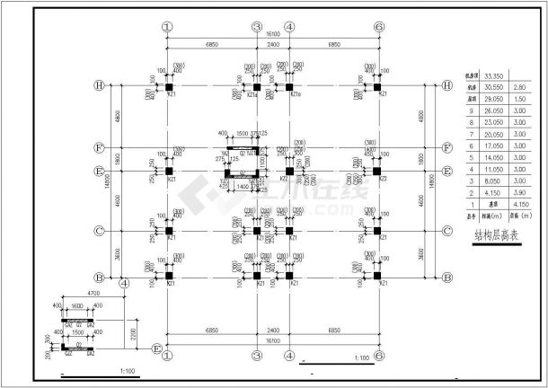 海南华颐小区某九层框架结构住宅楼设计cad全套结构施工图（含设计说明）-图二