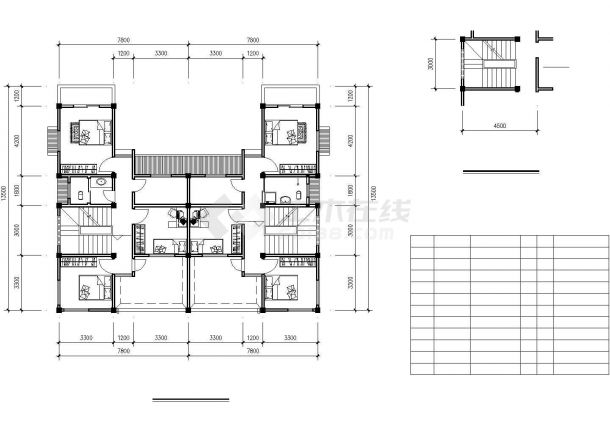 杭州市古巷花园小区2层框混结构双拼别墅建筑全套结构设计CAD图纸-图二