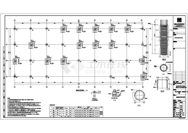某多层框架结构标准化厂房设计cad全套结构施工图纸（含设计说明）-图一