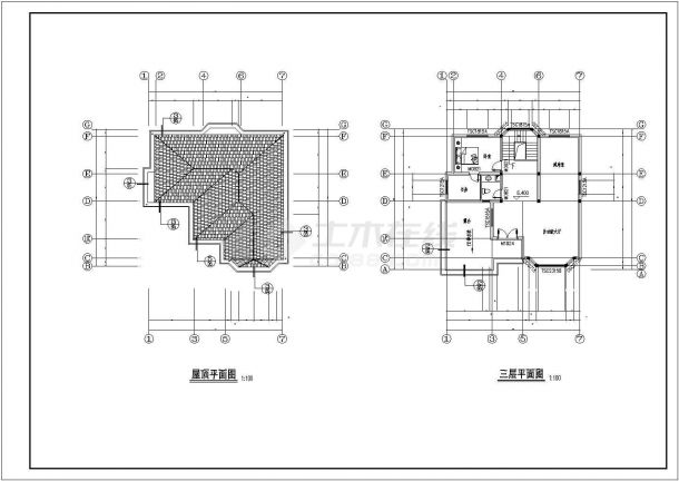 某三层框架结构别墅设计cad全套建筑施工图纸（含结构设计，含设计说明）-图二