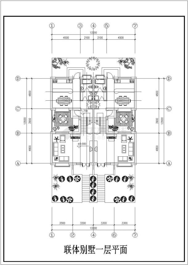 某联排别墅平立面图设计CAD图纸-图二