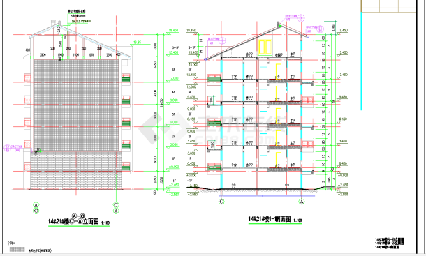 都江堰某住宅小区五层板式住宅楼建筑施工图CAD图纸-图一