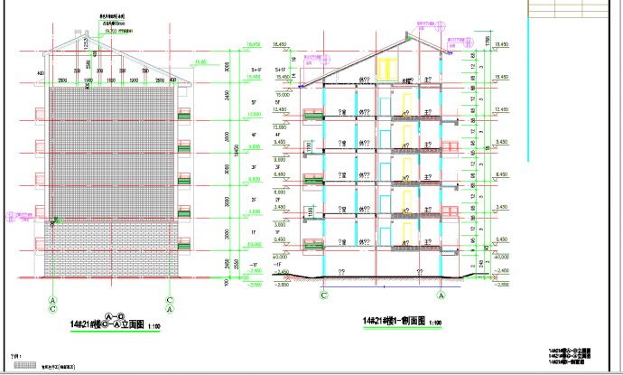 都江堰某住宅小区五层板式住宅楼建筑施工图CAD图纸_图1