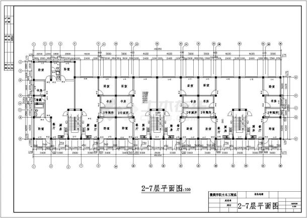 西宁市某社区四千平米7层框混结构多单元式住宅楼建筑结构设计CAD图纸-图二