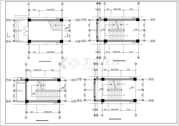 某互联网公司五层办公楼建筑设计cad全套施工图纸（标注详细，12张图）-图二