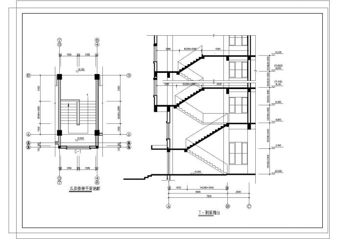 某互联网公司五层办公楼建筑设计图纸（cad，12张图纸）_图1