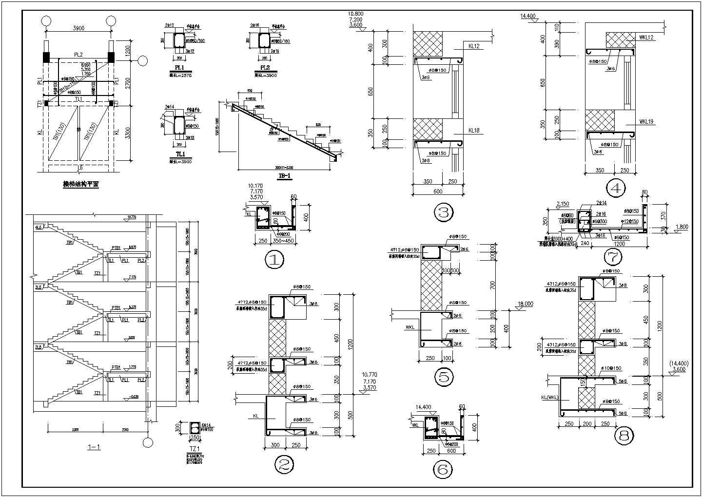 某多层框架结构教学楼设计cad详细结构施工图
