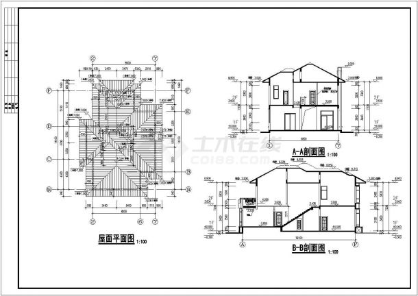 某二层欧式别墅设计cad全套建筑施工图（含结构设计）-图一