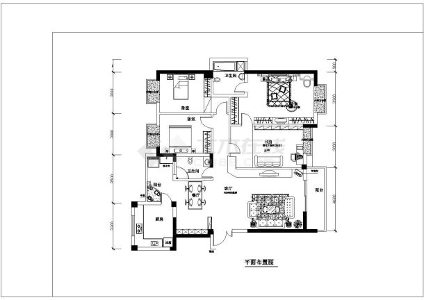 大四居家装室内装修CAD设计施工图-图二