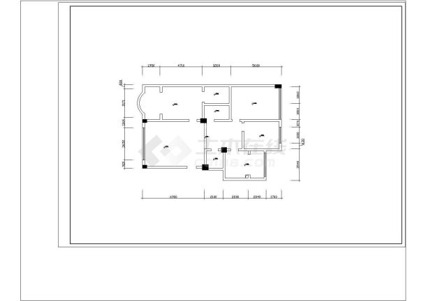 某楼两室两厅室内家装设计cad施工图-图一