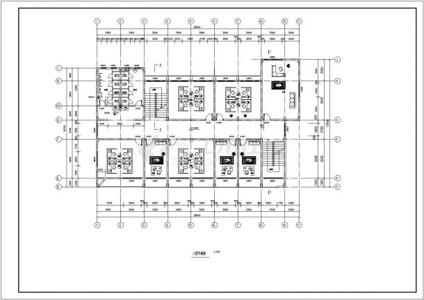 某框架结构三层社区服务办公楼设计cad全套结构施工图（含设计说明，含建筑设计）-图二