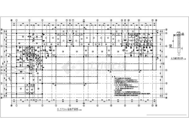 某框架结构四层商住两用综合楼设计cad全套结构施工图-图一