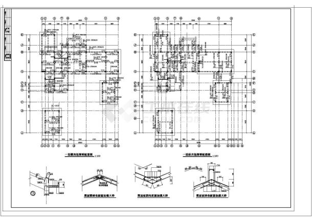 某地二层仿古别墅建筑结构施工图（含水电）-图二