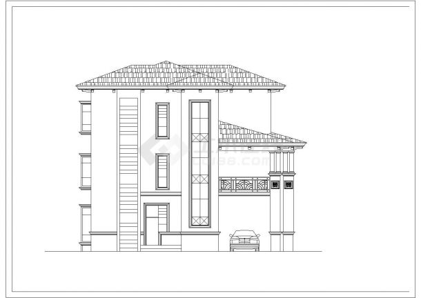 某三层别墅建筑立面设计CAD图纸-图一
