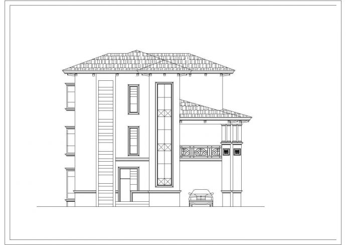 某三层别墅建筑立面设计CAD图纸_图1