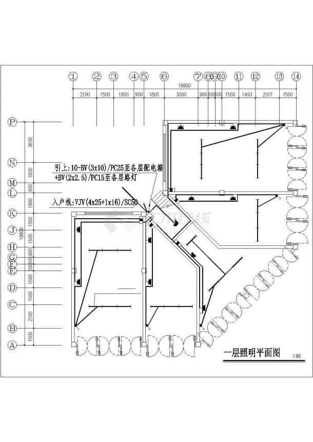 漳州市某现代化小区7层框架结构住宅楼平面电气设计CAD图纸-图二