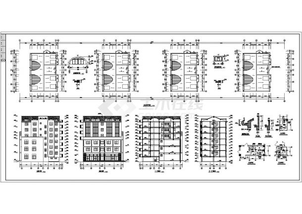 某城市多层框架结构沿街公建及住宅楼设计cad全套结构施工图（含设计说明，含建筑设计）-图二