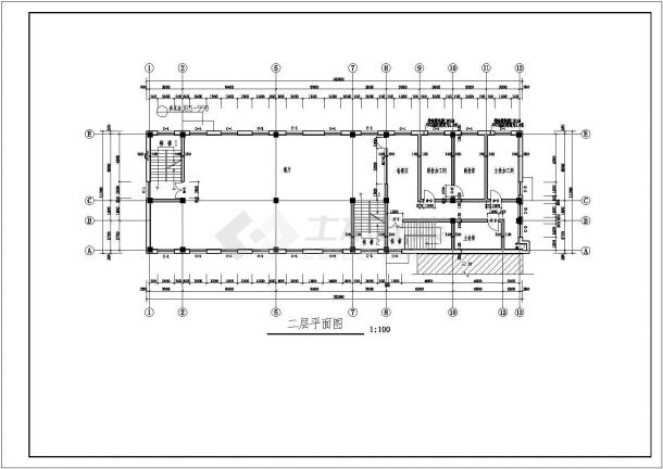 某框架结构四层综合办公楼设计cad全套建筑施工图（含设计说明，含结构设计）-图二