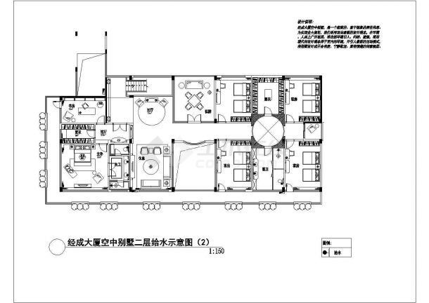 浙江省嘉兴市某空中别墅给排水CAD图纸-图二