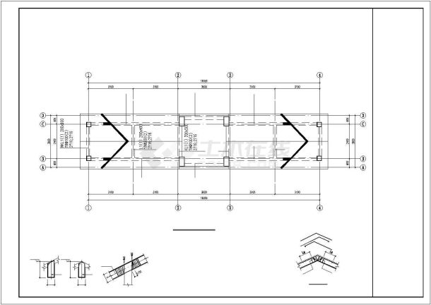 青岛市某现代化小区的欧式风格入口大门全套结构设计CAD图纸-图二