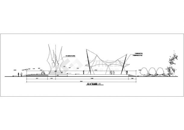 某椭圆形城市休闲广场规划设计cad施工详图-图二