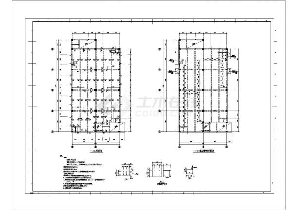 某框架结构电力控制楼结构施工CAD图-图二