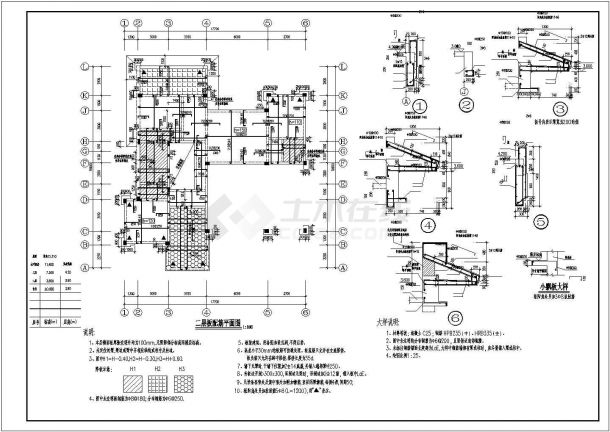 某框架结构三层别墅设计cad全套结构施工图纸（含设计说明）-图二