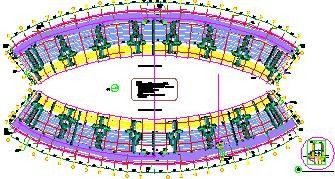 容纳13000人空间钢管桁架结构体育场结构施工图（含建筑图钢结构图）-图一