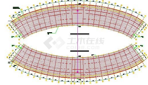 容纳13000人空间钢管桁架结构体育场结构施工图（含建筑图钢结构图）-图二