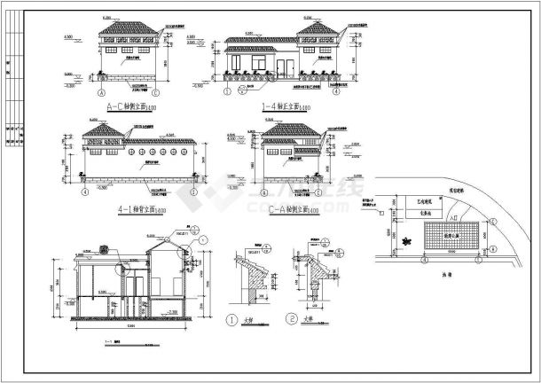 某单层框架结构公共厕所设计cad全套结构施工图（含设计说明，含建筑设计）-图二
