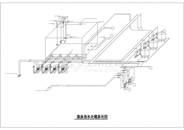 大连市某大学体育馆的游泳池全套建筑工艺设计CAD图纸-图二
